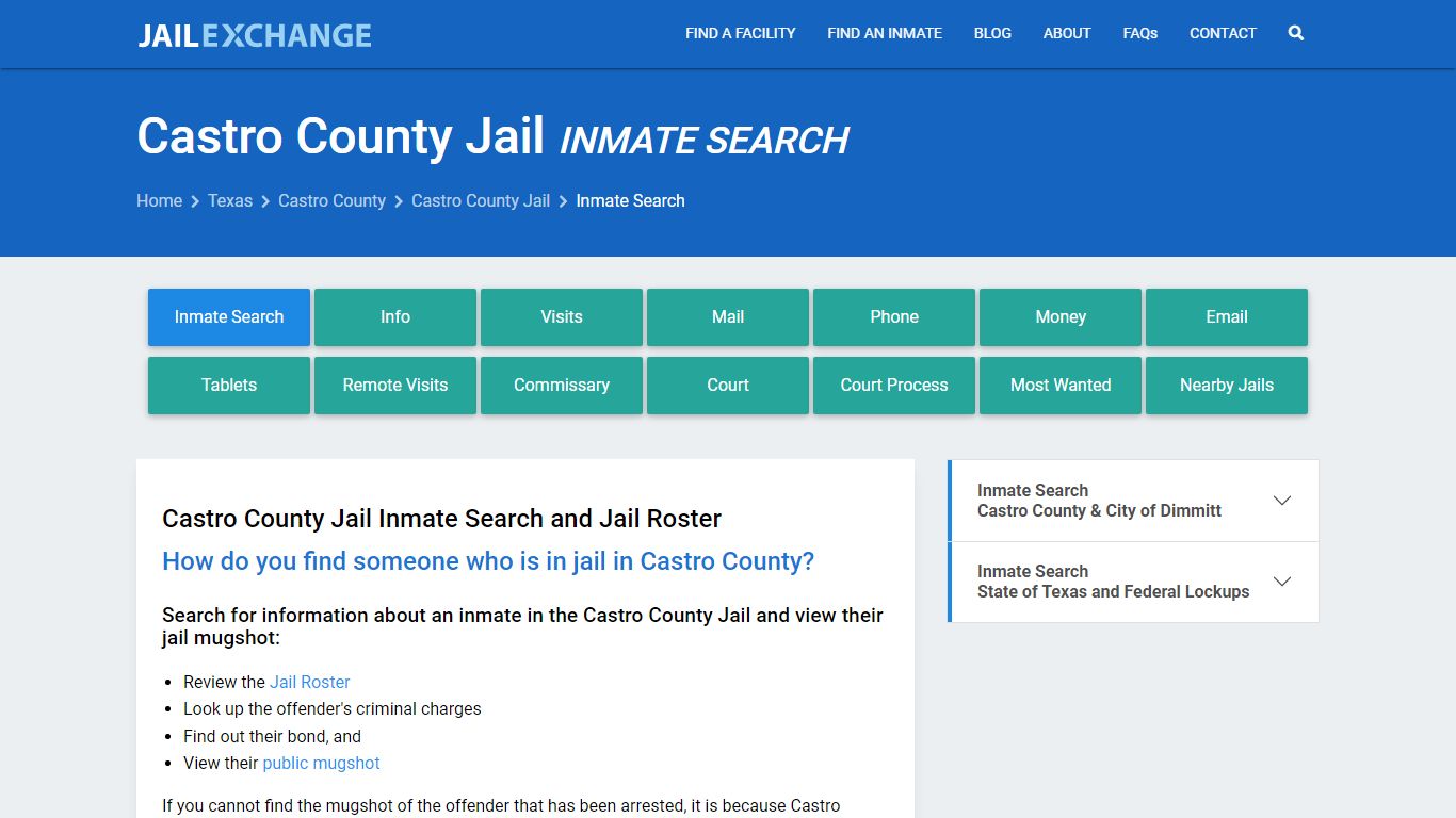 Inmate Search: Roster & Mugshots - Castro County Jail, TX