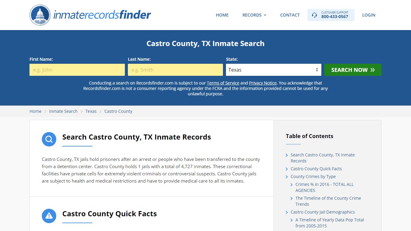 Castro County, TX Inmate Lookup & Jail Records Online